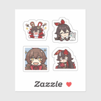 Sticker Feuille d'autocollants Amber Genshin Impact 4 pièc