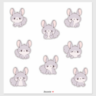 Sticker Feuille d'autocollants Chinchilla mignonne