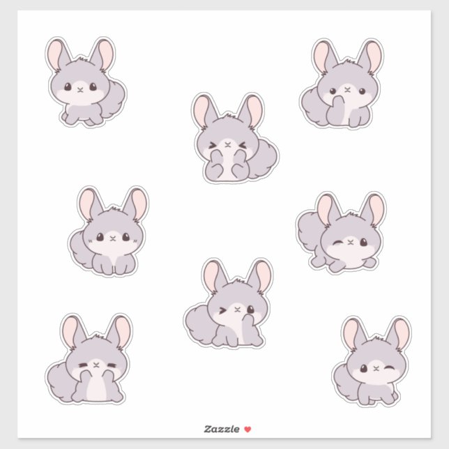 Sticker Feuille d'autocollants Chinchilla mignonne (Feuille)