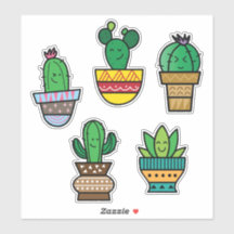 Feuille d'autocollants de cactus mignon | Art de p