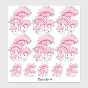 Sticker Feuille d'autocollants de champignons roses Rhodot