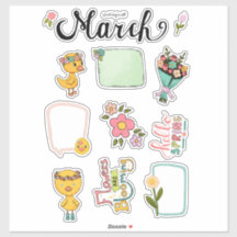 Feuille d'autocollants de mars – Réveil printanier