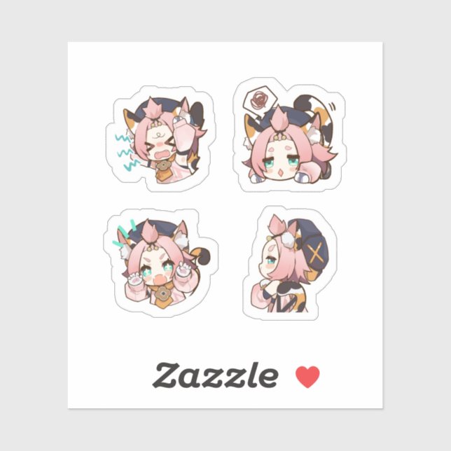 Sticker Feuille d'autocollants Diona Genshin Impact 4 pièc (Feuille)