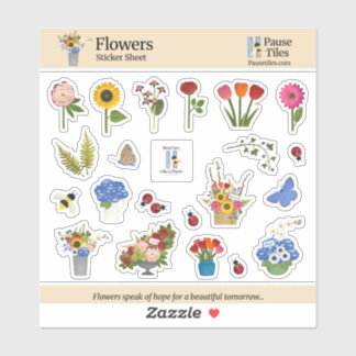 Sticker Feuille d'autocollants Fleurs