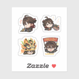 Sticker Feuille d'autocollants Gaming Genshin Impact 4 Pac