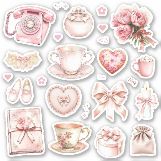 Sticker Feuille d'autocollants Pink Whimsy (Devant)