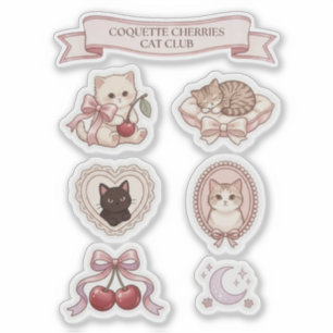 Sticker Feuille d'autocollants Retro Coquette Cat Club