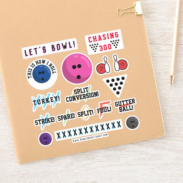 Sticker Feuille d'autocollants sur le thème du bowling (Carnet)