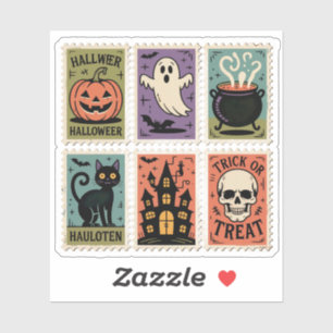 Sticker Feuille d'autocollants timbres Halloween vintage e