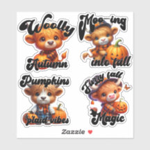 Feuille d'autocollants Vache d'Halloween et Jack-o