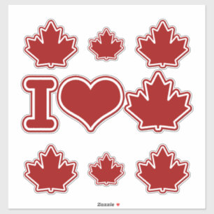 Sticker Feuille d'érable rouge du Canada de coeur