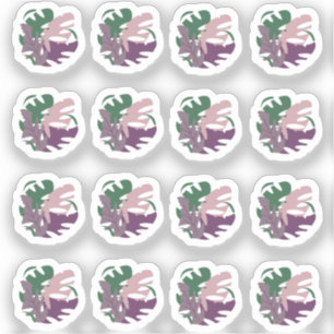 Sticker Feuille Monstera Mélange de verdure violette