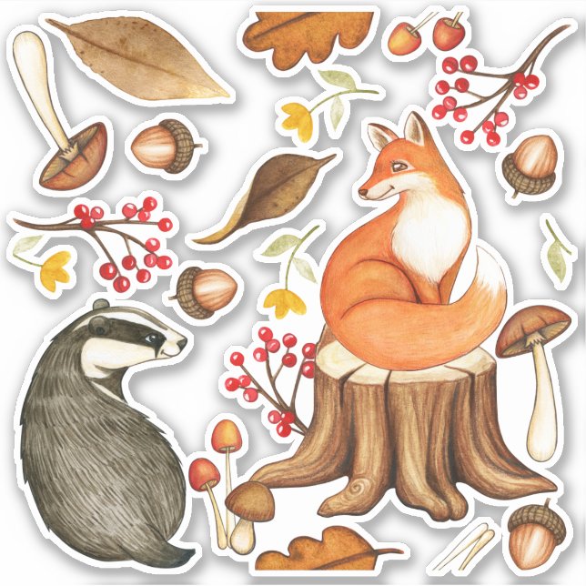 Sticker Feuilles d'automne Badger & Fox Vinyl Decal (Devant)