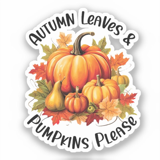 Sticker Feuilles d'automne et Citrouilles s'il vous plaît (Recto)
