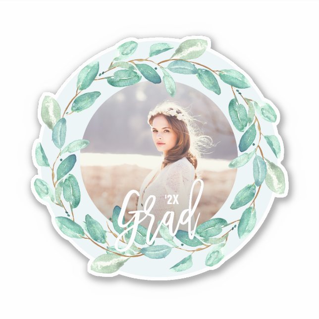 Sticker Feuilles d'Eucalyptus sur Blue Graduate Photo et a (Devant)