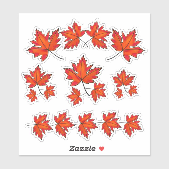 Sticker Feuilles rouges, feuilles d'érable, couleurs d'aut (Feuille)
