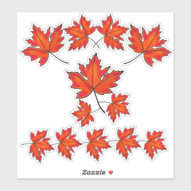 Sticker Feuilles rouges, feuilles d'érable, couleurs d'aut (Feuille)
