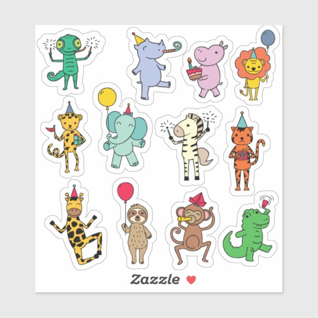 Sticker Feuillet d'autocollant d'Anniversaire des animaux  (Feuille)