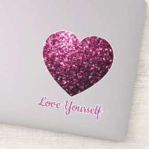 Sticker Feux rose foncé Coeur Aimez-vous Texte personnalis