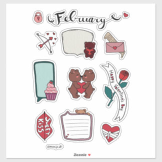 Sticker Février Planche d'autocollants – Oursons mignons &