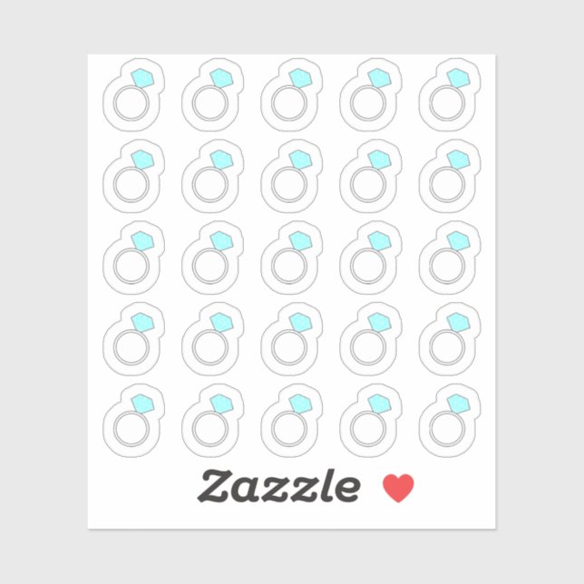 Sticker Fiançailles Mariage de rappel de bague diamant (Feuille)