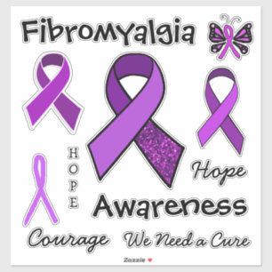 Sticker Fibromyalgie Rubans de sensibilisation à la violet
