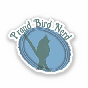 Sticker Fier Oiseau Nerd Silhouette Bleu Gris Birder