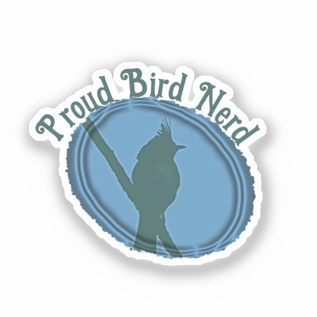Sticker Fier Oiseau Nerd Silhouette Bleu Gris Birder (Recto)