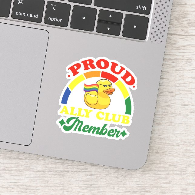 Sticker Fière Ally Club Membre Rubber Duck Rainbow Gay (Détail)