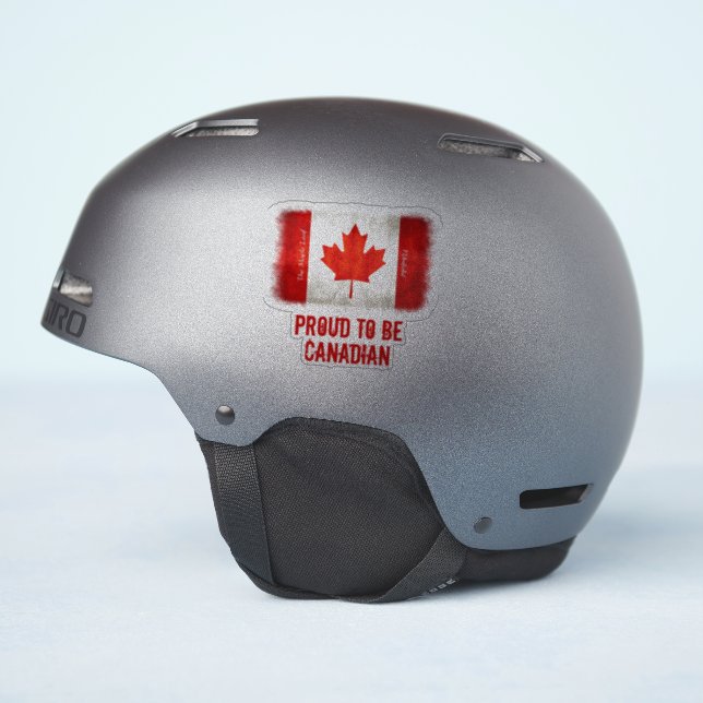 Sticker Fière d'être canadienne Drapeau de vinyle (Côté casque)