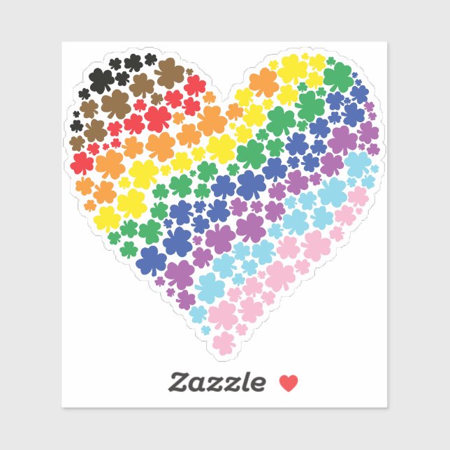 Sticker Fièrement irlandais Rainbow Shamrock Heart (Feuille)