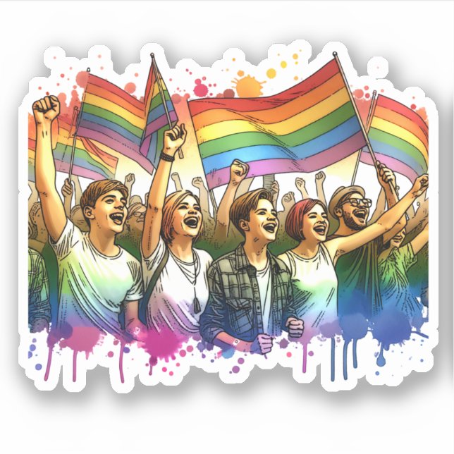 Sticker fierté | LGBTQIA + Personnes et drapeaux (Devant)
