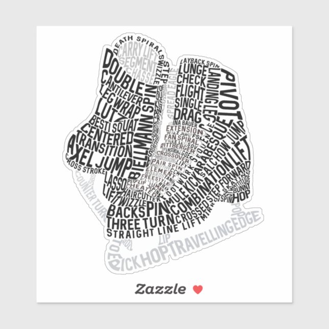 Sticker Figure Patinage Word Art Patinage sur glace (Feuille)