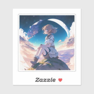 Sticker Fille assise au bord de l'espace