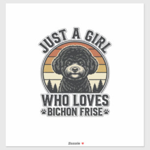 Sticker Fille Bichon Frise Chemise Vintage Amoureux de Chi