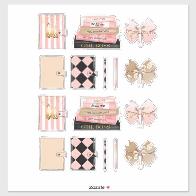 Sticker Fille Boss femmes haute mode décors (Feuille)