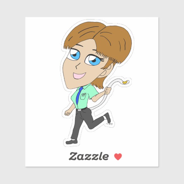 Sticker fille chibi avec une queue     (Feuille)