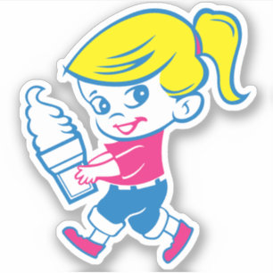 Sticker fille crème glacée