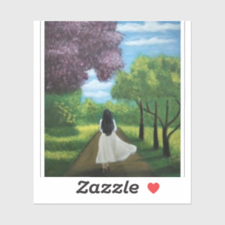 Sticker Fille en robe blanche