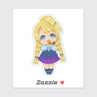 Sticker Fille Kawaii avec oiseau