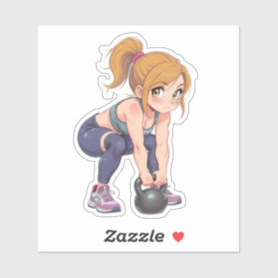 Sticker Fille kettlebell