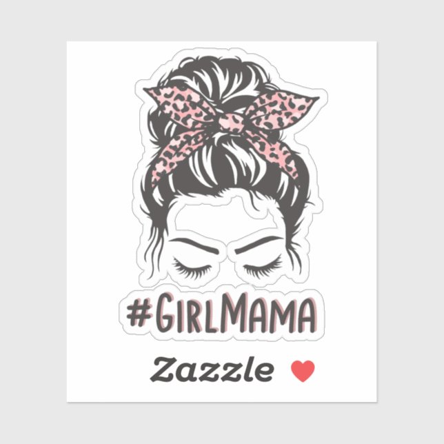 Sticker Fille Mama Messy Bun Fille Maman Cadeaux (Feuille)