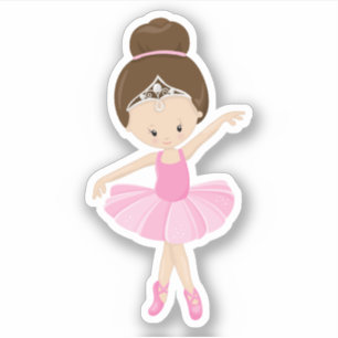 Sticker Fille mignonne de ballerine de brune