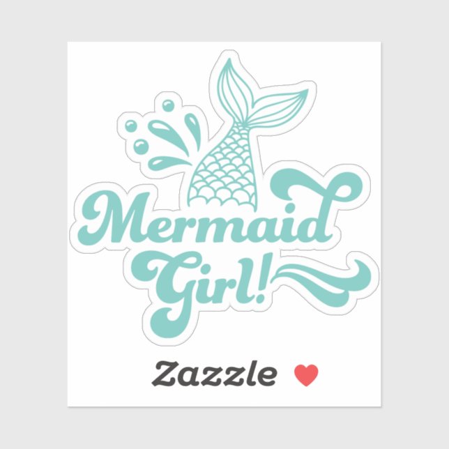 Sticker fille mignonne sirène (Feuille)
