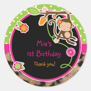 Sticker Fille Monkey Jungle Safari brillant Favori