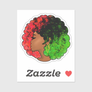 Sticker Fille noire panafricaine femme rouge vert fierté a