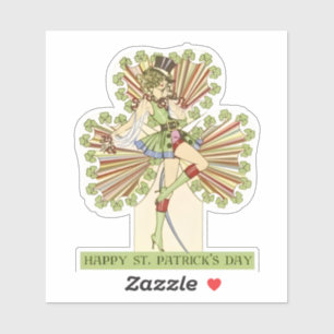 Sticker Fille pin-up de la Saint-Patrick vintage