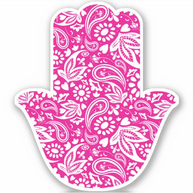 Sticker Fille rose et blanc de la main de Fatima (Devant)
