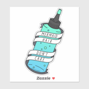 Sticker Fille Sirène Teinture de cheveux Bouteille mignonn