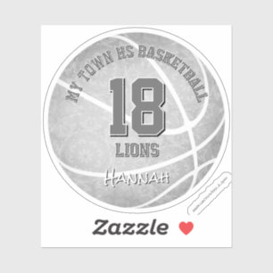 Sticker filles basketball gris clair avec nom d'équipe